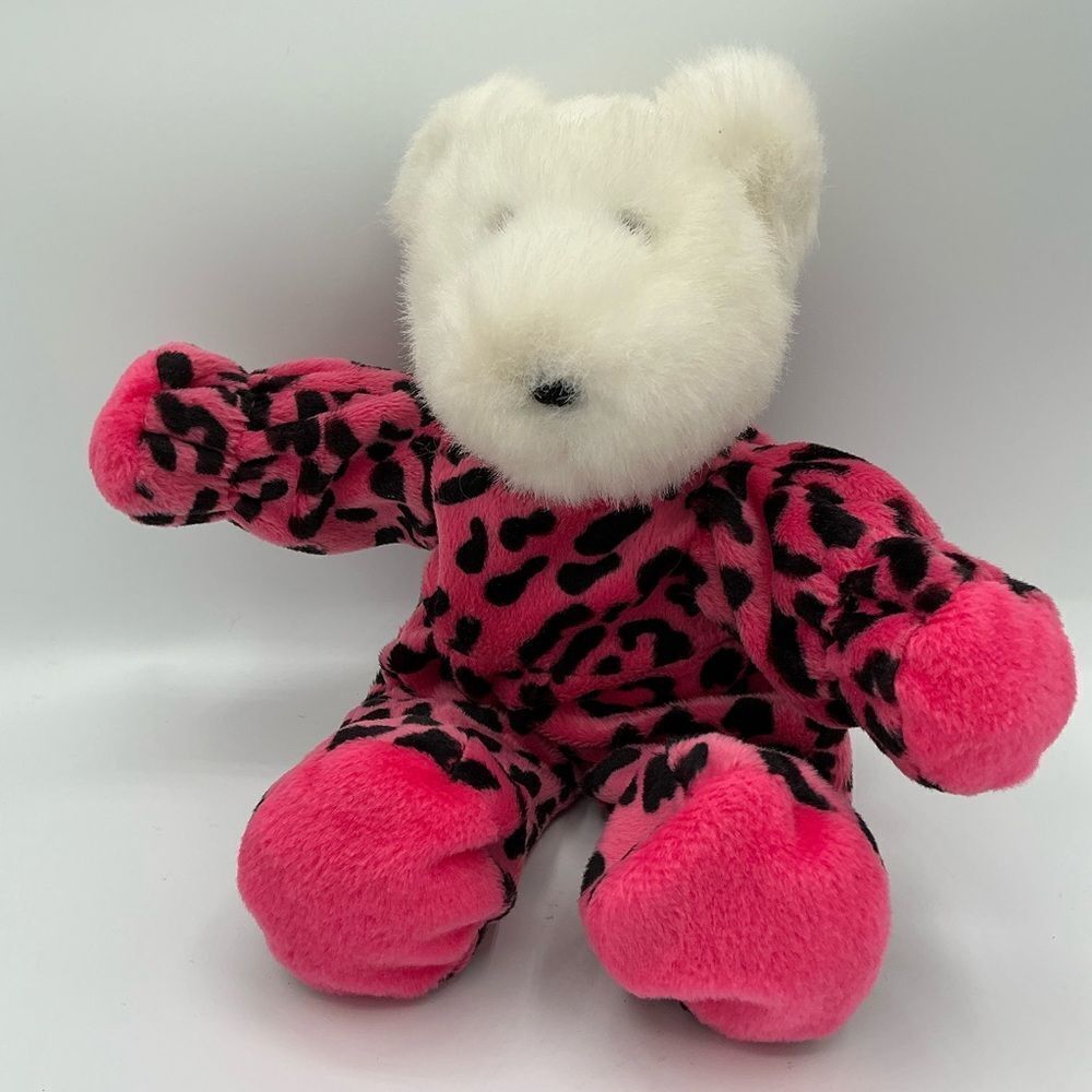 Zardi Pink and Black Leopard Print Plush Bear